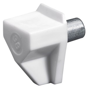 Support d'étagère de sécurité blanc avec tige en acier, aménagement de meubles.