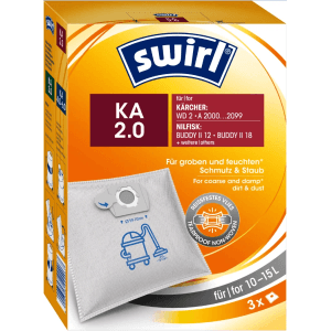 Sacchetti per aspirapolvere Swirl KA 2.0, 3 pezzi, per aspirapolvere a umido e a secco. Accessori per aspirapolvere.