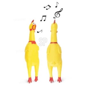 Gelbes Hundespielzeug Huhn mit Squeaker für Apportierspiele.