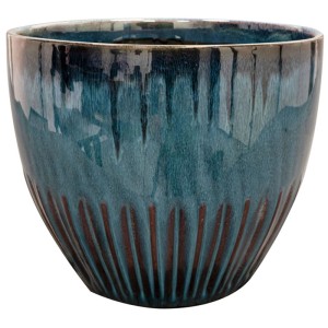Vaso per piante Dyon in ceramica smaltata blu di Decofinder, Ø 22 cm.