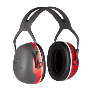 Casque antibruit 3M Peltor X3A : gris avec accent rouge, protection auditive efficace pour environnements bruyants.