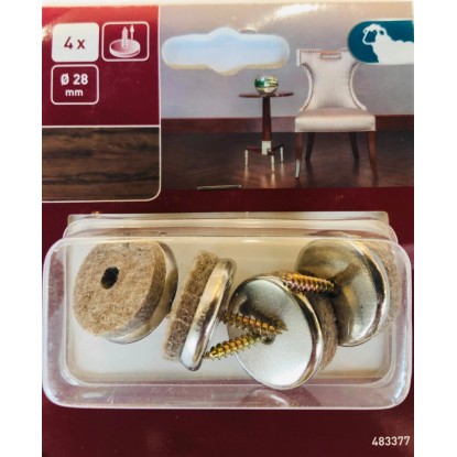 Patin pour parquet rond avec vis Ø 28 mm / 4 pcs
