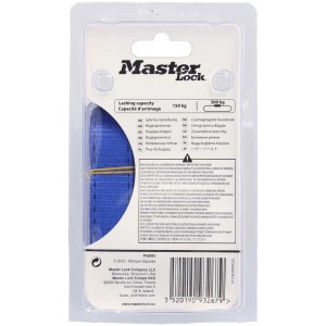 Sangle d'arrimage Master Lock, lot de 2, 250x2,5cm, 150kg, pour sécuriser les bagages.