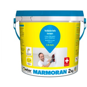 Secchio di intonaco di finitura Marmoran Carrara per interni, grana 1.5 mm, 2 kg.