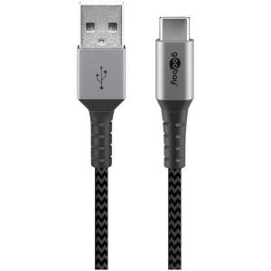 Cavo tessile USB-A su USB-C robusto, 0,5 m, per computer e multimedia.