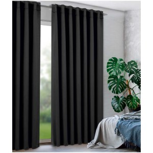 Sciarpa termica a passanti Lennard nera, tenda per finestra con nastro per tende, 245x135 cm.