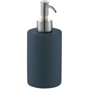 Diaqua Zylo Seifenspender aus Keramik in Anthrazit mit silbernem Spenderkopf.