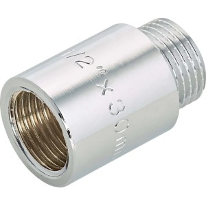 Prolunga rubinetto, 18,6/21 mm, ottone cromato, 30 mm. Raccordo filettato per collegamento rubinetto.