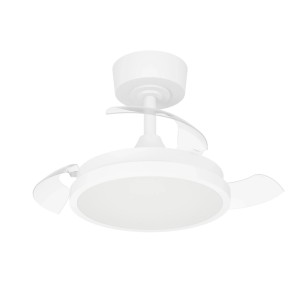 Ventilatore da soffitto LED Eglo Malpica bianco, con pale trasparenti a scomparsa e luce LED integrata, Ø 63 cm.
