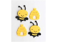 Filz-Streuteile Biene mit Gesicht und Honigtopf 4 Stk.