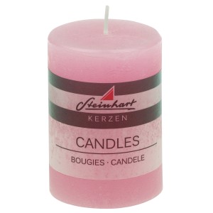 Bougie pilier rose Steinhart Raureif, Ø 5,8 cm x 8 cm, pour un éclairage d'ambiance.