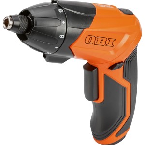 Visseuse sans fil OBI 3,6V, set de 56 pièces. Visseuse compacte avec jeu d'embouts en coffret.