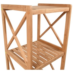 Étagère de salle de bain MSV à 5 niveaux en bambou avec aspect bois naturel et design en forme de X.