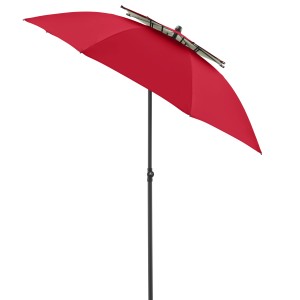 Parasol de plage rouge Doppler Windprofi Neo 200 avec évent et baleines en fibre de verre.