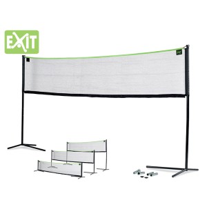 Rete sportiva EXIT nera regolabile 243x500cm per gioco e divertimento, con accessori.