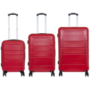 3-tlg. Rollkoffer-Set Como aus ABS in Rot, Reisekoffer mit Zahlenschloss und Teleskopgriff.