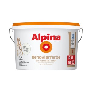 Pot de peinture de rénovation Alpina, mat, RAL 9010 Blanc, 2,5 l.