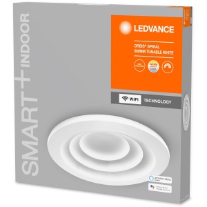 Confezione della plafoniera LED Ledvance Smart+ WiFi Orbis Spiral, dimmerabile e con funzione Tunable White.