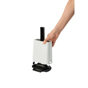Pelle Rotho Biala avec support blanc, adaptée aux litières Biala, avec sacs à déchets.