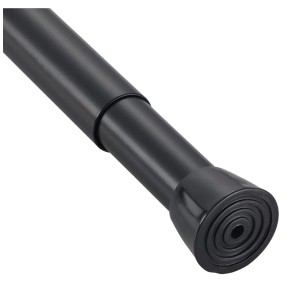 Barre de rideau de douche Diaqua Basic, noir mat, extensible de 125 à 230 cm, vue détaillée.