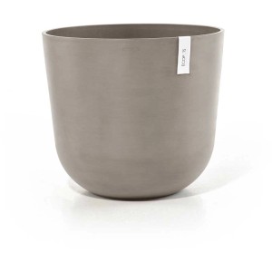 Vaso per piante Ecopots Oslo color tortora, Ø 55 cm, forma arrotondata. Ideale per giardino e terrazzo.