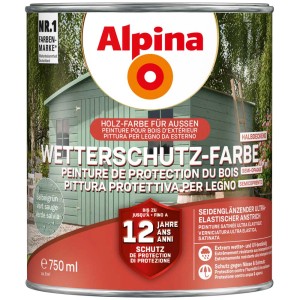 Dose Alpina Wetterschutzfarbe halbdeckend Salbeigrün, ideal für den Holzschutz im Außenbereich.
