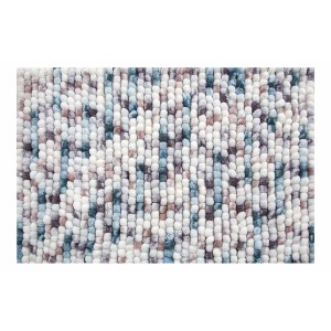 Tappeto bagno Spirella Kito Ice-Berry, 60x90 cm, con motivo intrecciato nei toni del bianco, blu e lilla.