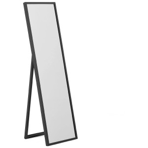 Specchio da terra Torcy nero e sottile, 40x140 cm, ideale per cabina armadio o camera da letto.