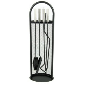 Set d'accessoires de cheminée noir Valo Copenhague, 4 pièces avec pelle, balayette, pince et tisonnier.