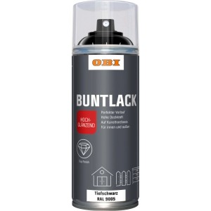 OBI Buntlack Spray, RAL 9005 Nero intenso, lucido, bomboletta da 400ml.