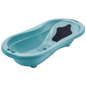 Baignoire turquoise Rotho Top Xtray, longueur 105 cm, avec tapis antidérapant pour bébés et jeunes enfants.