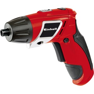 Visseuse sans fil Einhell TC-SD 3,6 Li, rouge/noir, avec batterie et chargeur.
