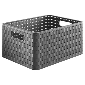 Cesto Rotho Country A4 antracite (18 l) con design a intreccio. Pratica scatola portaoggetti.