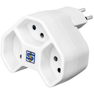 Adaptateur multiple blanc Steffen Manta avec 3 prises T13, rotatif.