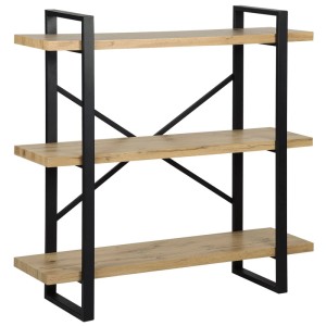 Étagère à livres Beliani Timber, marron, avec 3 étagères en MDF et cadre en métal noir.