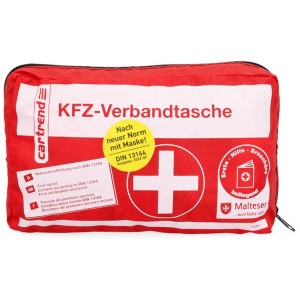 Kit di pronto soccorso auto Cartrend rosso, DIN 13164, set di pronto soccorso per auto e moto.