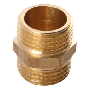 Sanitop-Wingenroth doppio nipplo, 1/2 pollice, in ottone, con filettatura esterna.
