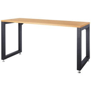 Banco da lavoro Kraftwerk con piano in legno e struttura in metallo nero, 160x60 cm.