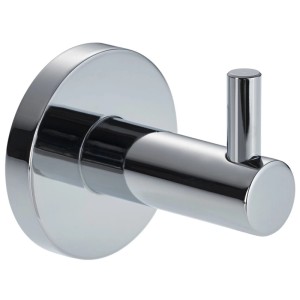 Gancio a muro Diaqua Oslo cromato in metallo, design rotondo per bagno e WC.