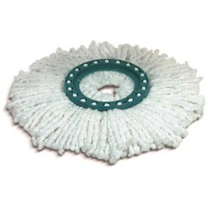 Tête de rechange Leifheit Clean Twist Disc Mop en microfibre, blanc avec anneau vert.