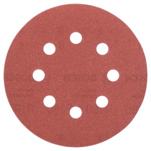 Feuille abrasive Bosch K180 pour ponceuse multifonction, Ø 125mm, avec 8 trous.