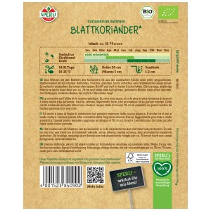 Semi di coriandolo a foglia bio Sperli: Semi di erbe aromatiche per aiuole, vasi e contenitori.