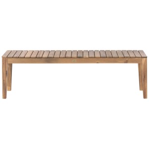 Banc de jardin Chioggia marron clair en bois d'acacia massif. Banc en bois robuste avec assise à lattes pour l'extérieur.