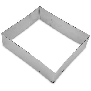 Telaio rettangolare regolabile in acciaio inox per torte e crostate.