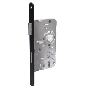Serrure de porte intérieure argentée BB DIN droite, 72x55x8 mm, pour portes intérieures.