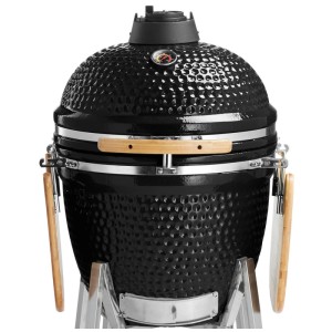 Barbecue à charbon de bois en céramique Buschbeck Kamado XL, ensemble de 8 pièces, noir. Grill avec étagères.