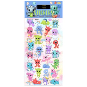 Puffy Sticker Baby Dragons: 3D-Sticker mit niedlichen Drachenmotiven für Kinderzimmer und Bastelprojekte.