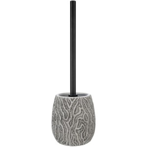 Ensemble WC Wenko Salemi en céramique grise avec manche en acier inoxydable noir.