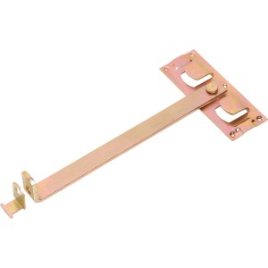 Loquet de portail double galvanisé jaune (420x70mm) pour sécuriser les portails à deux vantaux.
