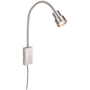 Lampe à prise Briloner Tusi, applique murale nickel mat avec bras flexible et fonction tactile.